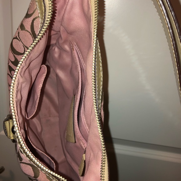 Coach pink and khaki handbag - Picture 2 of 2